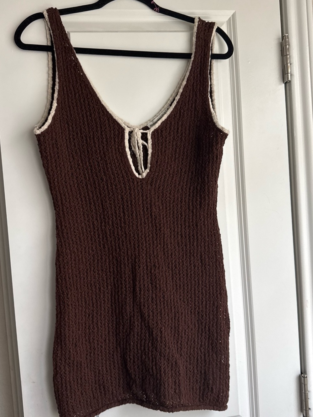 Abercrombie & Fitch Brown Crochet Swim Coverup with Cream Trim
